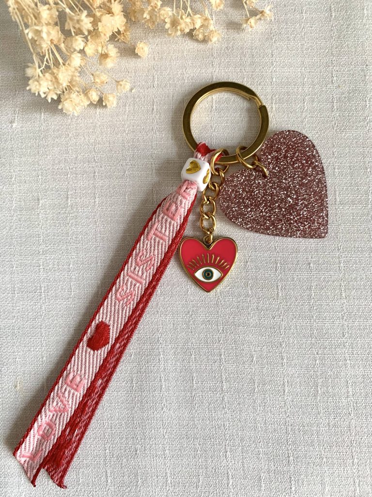 Chaveiro Coração Glitter Vermelho